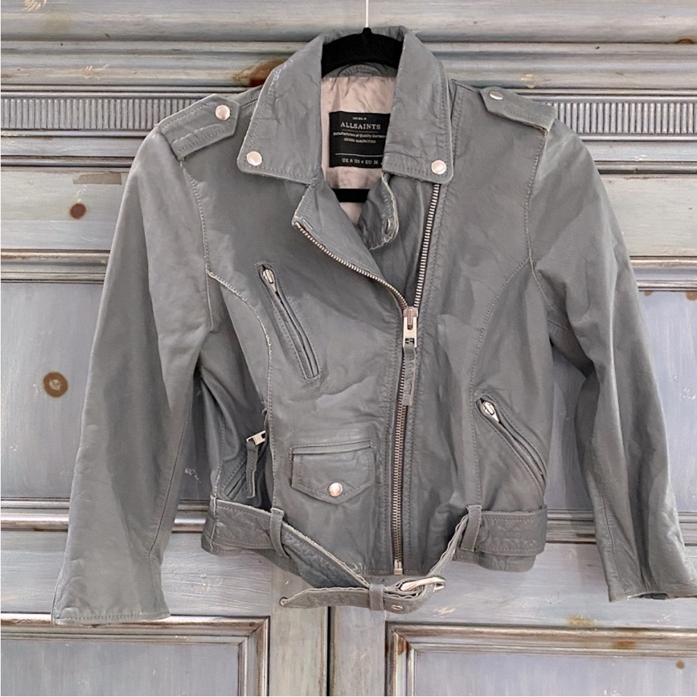 OFFER 🍄 ALL SAINTS Riley Cropped Leather Jacket